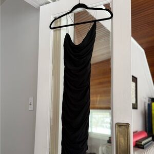 Oh Polly One Shoulder Black Dress